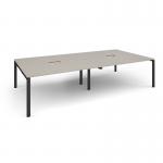 Adapt rectangular boardroom table 3200mm x 1600mm with 2 cutouts 272mm x 132mm - black frame, light grey top EBT3216-CO-K-LG
