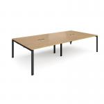 Adapt rectangular boardroom table 3200mm x 1600mm with 2 cutouts 272mm x 132mm - black frame and oak top