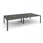 Adapt rectangular boardroom table 3200mm x 1600mm with 2 cutouts 272mm x 132mm - black frame, onyx grey top EBT3216-CO-K-OG