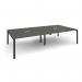 Adapt rectangular boardroom table 3200mm x 1600mm with 2 cutouts 272mm x 132mm - black frame, onyx grey top EBT3216-CO-K-OG