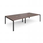 Adapt rectangular boardroom table 3200mm x 1600mm with 2 cutouts 272mm x 132mm - black frame and walnut top EBT3216-CO-K-W