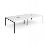 Adapt rectangular boardroom table 3200mm x 1600mm with 2 cutouts 272mm x 132mm - black frame, white top EBT3216-CO-K-WH