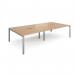 Adapt rectangular boardroom table 3200mm x 1600mm with 2 cutouts 272mm x 132mm - silver frame, beech top EBT3216-CO-S-B