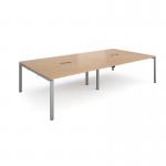 Adapt rectangular boardroom table 3200mm x 1600mm with 2 cutouts 272mm x 132mm - silver frame, beech top EBT3216-CO-S-B