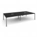 Adapt rectangular boardroom table 3200mm x 1600mm with 2 cutouts 272mm x 132mm - silver frame, black top EBT3216-CO-S-BK
