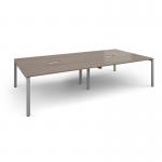 Adapt rectangular boardroom table 3200mm x 1600mm with 2 cutouts 272mm x 132mm - silver frame, Barcelona walnut top EBT3216-CO-S-BW