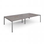 Adapt rectangular boardroom table 3200mm x 1600mm with 2 cutouts 272mm x 132mm - silver frame, grey oak top EBT3216-CO-S-GO