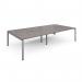 Adapt rectangular boardroom table 3200mm x 1600mm with 2 cutouts 272mm x 132mm - silver frame, grey oak top EBT3216-CO-S-GO