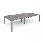Adapt rectangular boardroom table 3200mm x 1600mm with 2 cutouts 272mm x 132mm - silver frame and grey oak top EBT3216-CO-S-GO