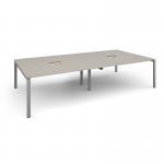 Adapt rectangular boardroom table 3200mm x 1600mm with 2 cutouts 272mm x 132mm - silver frame, light grey top EBT3216-CO-S-LG