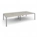 Adapt rectangular boardroom table 3200mm x 1600mm with 2 cutouts 272mm x 132mm - silver frame, light grey top EBT3216-CO-S-LG
