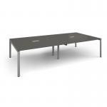 Adapt rectangular boardroom table 3200mm x 1600mm with 2 cutouts 272mm x 132mm - silver frame, onyx grey top EBT3216-CO-S-OG