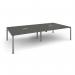 Adapt rectangular boardroom table 3200mm x 1600mm with 2 cutouts 272mm x 132mm - silver frame, onyx grey top EBT3216-CO-S-OG