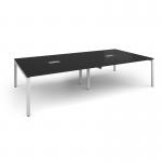 Adapt rectangular boardroom table 3200mm x 1600mm with 2 cutouts 272mm x 132mm - white frame, black top EBT3216-CO-WH-BK