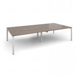 Adapt rectangular boardroom table 3200mm x 1600mm with 2 cutouts 272mm x 132mm - white frame, Barcelona walnut top EBT3216-CO-WH-BW