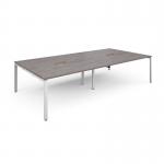 Adapt rectangular boardroom table 3200mm x 1600mm with 2 cutouts 272mm x 132mm - white frame, grey oak top EBT3216-CO-WH-GO