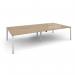 Adapt rectangular boardroom table 3200mm x 1600mm with 2 cutouts 272mm x 132mm - white frame, kendal oak top EBT3216-CO-WH-KO