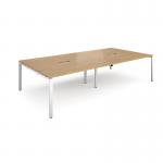 Adapt rectangular boardroom table 3200mm x 1600mm with 2 cutouts 272mm x 132mm - white frame and oak top