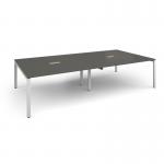 Adapt rectangular boardroom table 3200mm x 1600mm with 2 cutouts 272mm x 132mm - white frame, onyx grey top EBT3216-CO-WH-OG