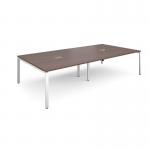 Adapt rectangular boardroom table 3200mm x 1600mm with 2 cutouts 272mm x 132mm - white frame and walnut top