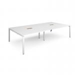 Adapt rectangular boardroom table 3200mm x 1600mm with 2 cutouts 272mm x 132mm - white frame, white top EBT3216-CO-WH-WH