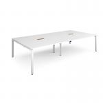 Adapt rectangular boardroom table 3200mm x 1600mm with 2 cutouts 272mm x 132mm - white frame and white top
