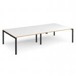 Adapt rectangular boardroom table 3200mm x 1600mm - black frame, white top with oak edging EBT3216-K-WO