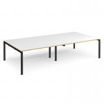 Adapt rectangular boardroom table 3200mm x 1600mm - black frame and white top with oak edging EBT3216-K-WO