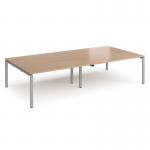 Adapt rectangular boardroom table 3200mm x 1600mm - silver frame and beech top