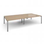 Adapt rectangular boardroom table 3200mm x 1600mm - silver frame, kendal oak top EBT3216-S-KO