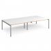 Adapt rectangular boardroom table 3200mm x 1600mm - silver frame, white top with oak edging EBT3216-S-WO