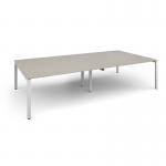 Adapt rectangular boardroom table 3200mm x 1600mm - white frame, light grey top EBT3216-WH-LG