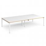 Adapt rectangular boardroom table 3200mm x 1600mm - white frame, white top with oak edging EBT3216-WH-WO