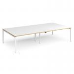 Adapt rectangular boardroom table 3200mm x 1600mm - white frame and white top with oak edging EBT3216-WH-WO