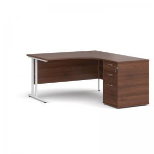Maestro 25 right hand ergonomic desk 1400mm with white cantilever