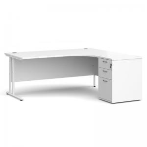 Maestro 25 right hand ergonomic desk 1800mm with white cantilever