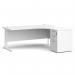 Maestro 25 right hand ergonomic desk 1800mm with white cantilever frame and desk high pedestal - white EBWH18RWH