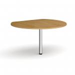 D-end desk extension circular table 1200mm diameter with chrome leg - oak top