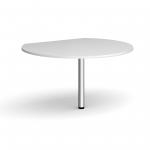 D-end desk extension circular table 1200mm diameter with chrome leg - white top