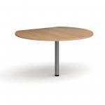 D-end desk extension circular table 1200mm diameter with graphite leg - beech top