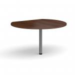 D-end desk extension circular table 1200mm diameter with graphite leg - walnut top