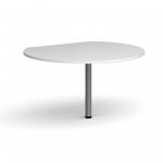 D-end desk extension circular table 1200mm diameter with graphite leg - white top