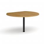 D-end desk extension circular table 1200mm diameter with black leg - oak top
