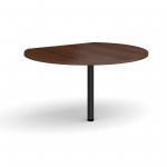 D-end desk extension circular table 1200mm diameter with black leg - walnut top