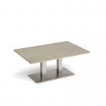Eros rectangular coffee table with flat brushed steel rectangular base and twin uprights 1200mm x 800mm - made to order ECR1200-BS