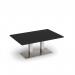 Eros rectangular coffee table with flat brushed steel rectangular base and twin uprights 1200mm x 800mm - Black ECR1200-BS-BK