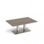 Eros rectangular coffee table with flat brushed steel rectangular base and twin uprights 1200mm x 800mm - barcelona walnut ECR1200-BS-BW