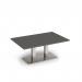 Eros rectangular coffee table with flat brushed steel rectangular base and twin uprights 1200mm x 800mm - Onyx Grey ECR1200-BS-OG