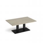 Eros rectangular coffee table with flat black rectangular base and twin uprights 1200mm x 800mm - made to order ECR1200-K