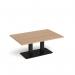 Eros rectangular coffee table with flat black rectangular base and twin uprights 1200mm x 800mm - made to order